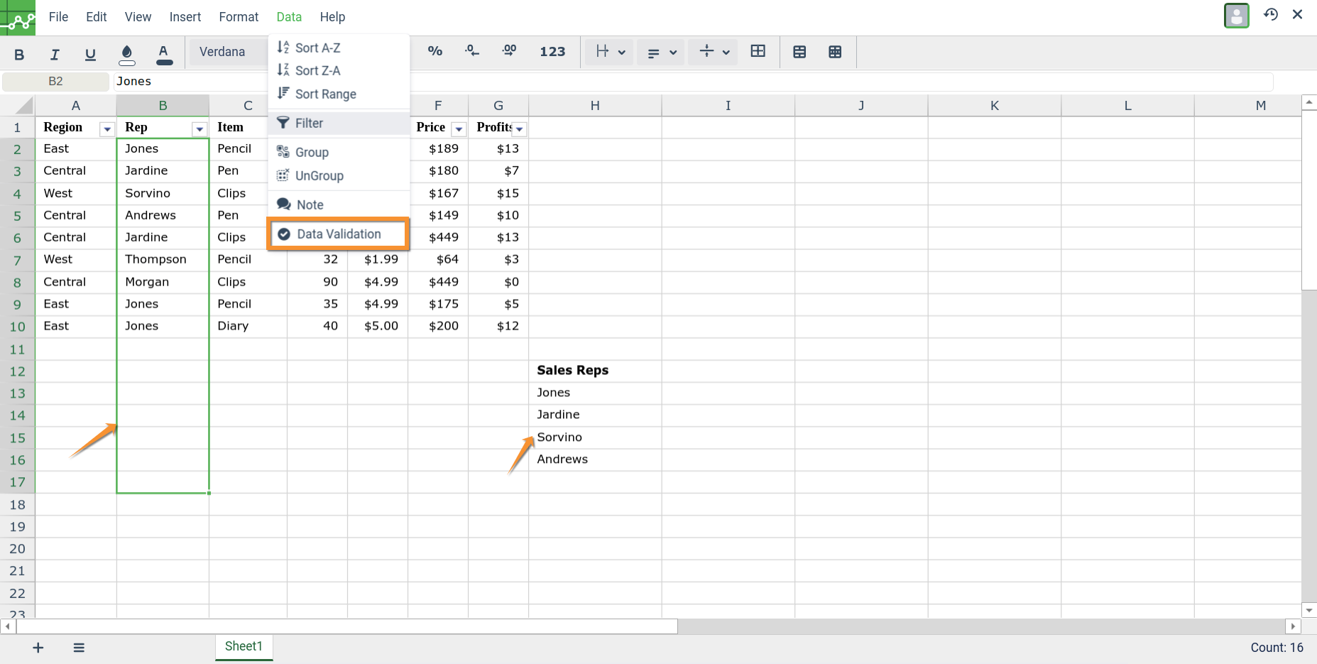 Data Validation: How to create a list (Dropdown) based on values of ...